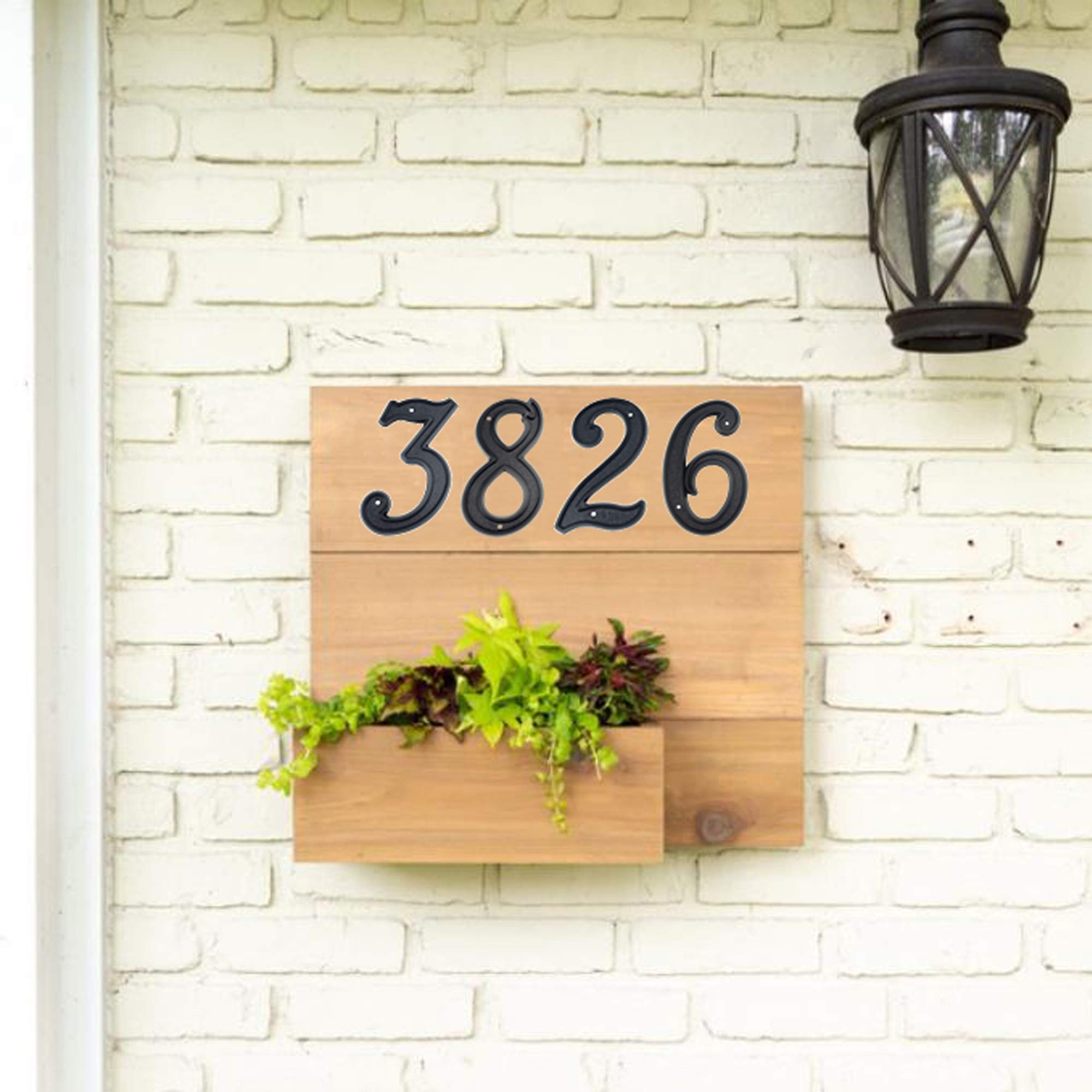 HASWARE Número de casa de 5.5 pulgadas (139mm) Números de puerta modernos Números de dirección de casa de calle, Plástico ABS negro (1)