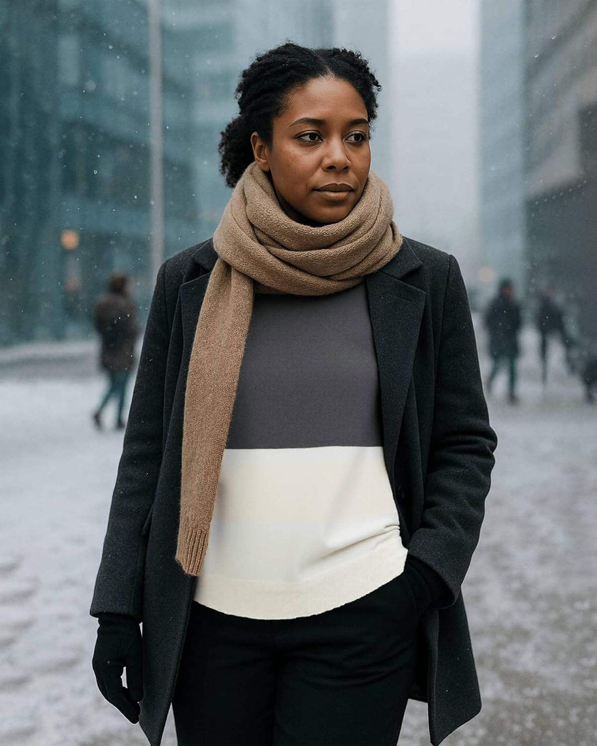 Women’s Color Block Knit Sweater - Crew Neck Oversized Pullover Jumper - Soft Warm Fall Winter Casual Top 007 - Image 3