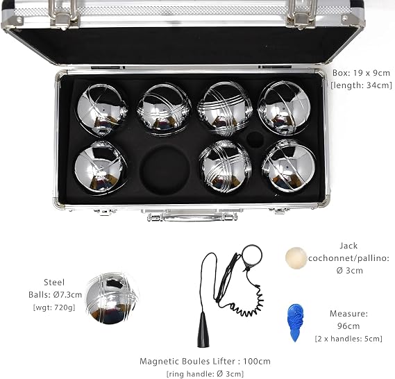 Big Game Hunters Premium 8 Kugel Boules/Petanque Set für 4 Spieler mit Rostchutz in Einer Hochwertigen Metallbox
