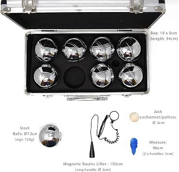 Big Game Hunters Premium 8 Kugel Boules/Petanque Set für 4 Spieler mit Rostchutz in Einer Hochwertigen Metallbox
