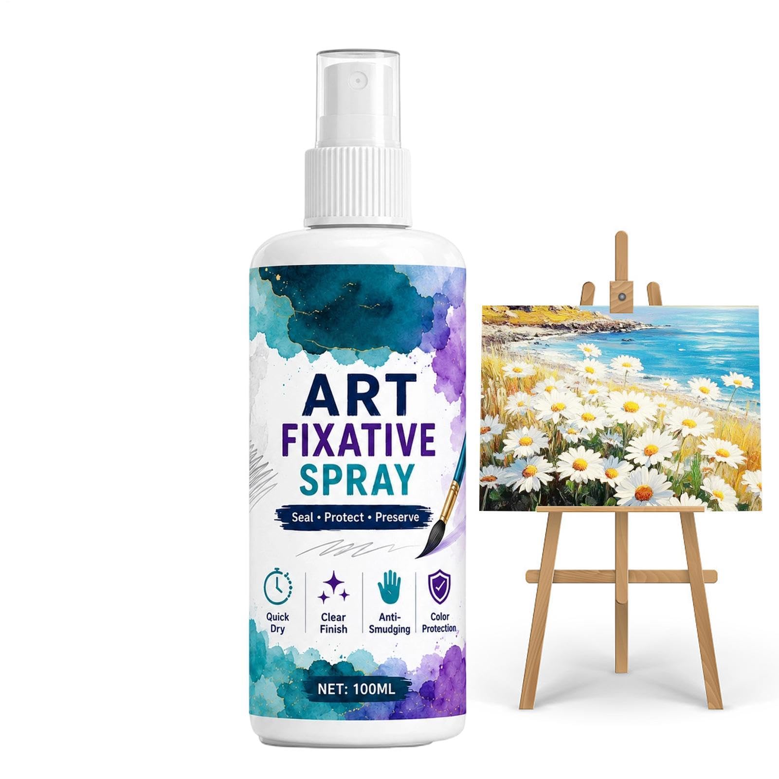 Spray fijador de secado rápido para evitar manchas en arte