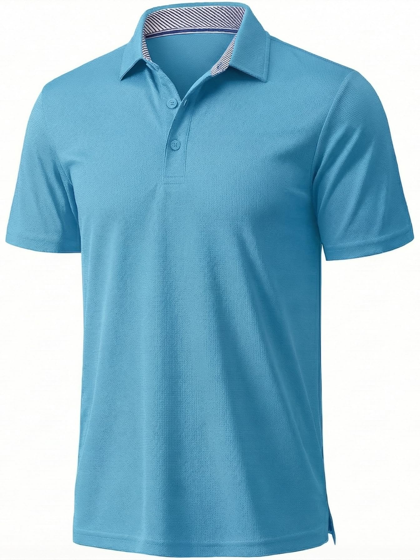 KEFITEVD Herren Poloshirt Kurzarm-T-Shirt mit gestreiftem Ausschnitt, unifarben, taschenlos Herren T-Shirt