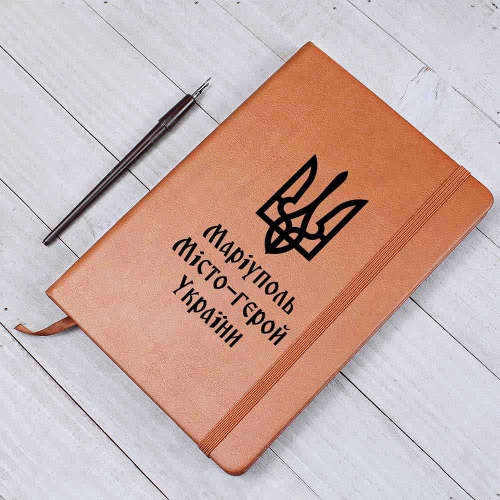 Mariupol Hero City of Ukraine - Vegan Leather Journal Tryzub Ukrainian Trident