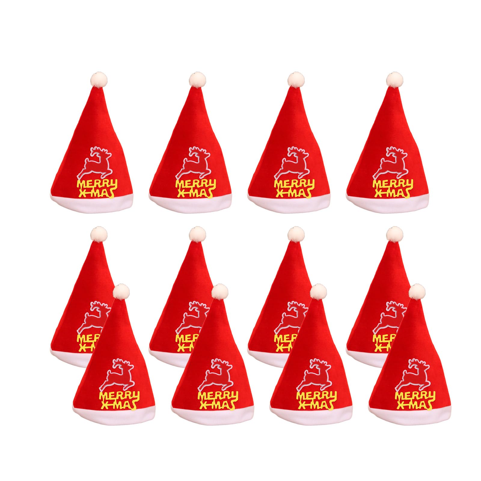 Buxuaaaa Of 12 Festival Santa Hat with White Brims Santa Hat Personalized Christmas Party Costume Accessories Comfortable