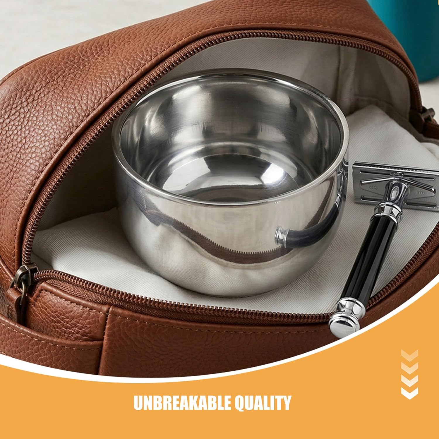 Men Shaving Soap Bowl Cup - Stainless Steel Shave Mug for Barber Grooming Travel Compact Smooth Foam Lathering Cream Cleaning Tool