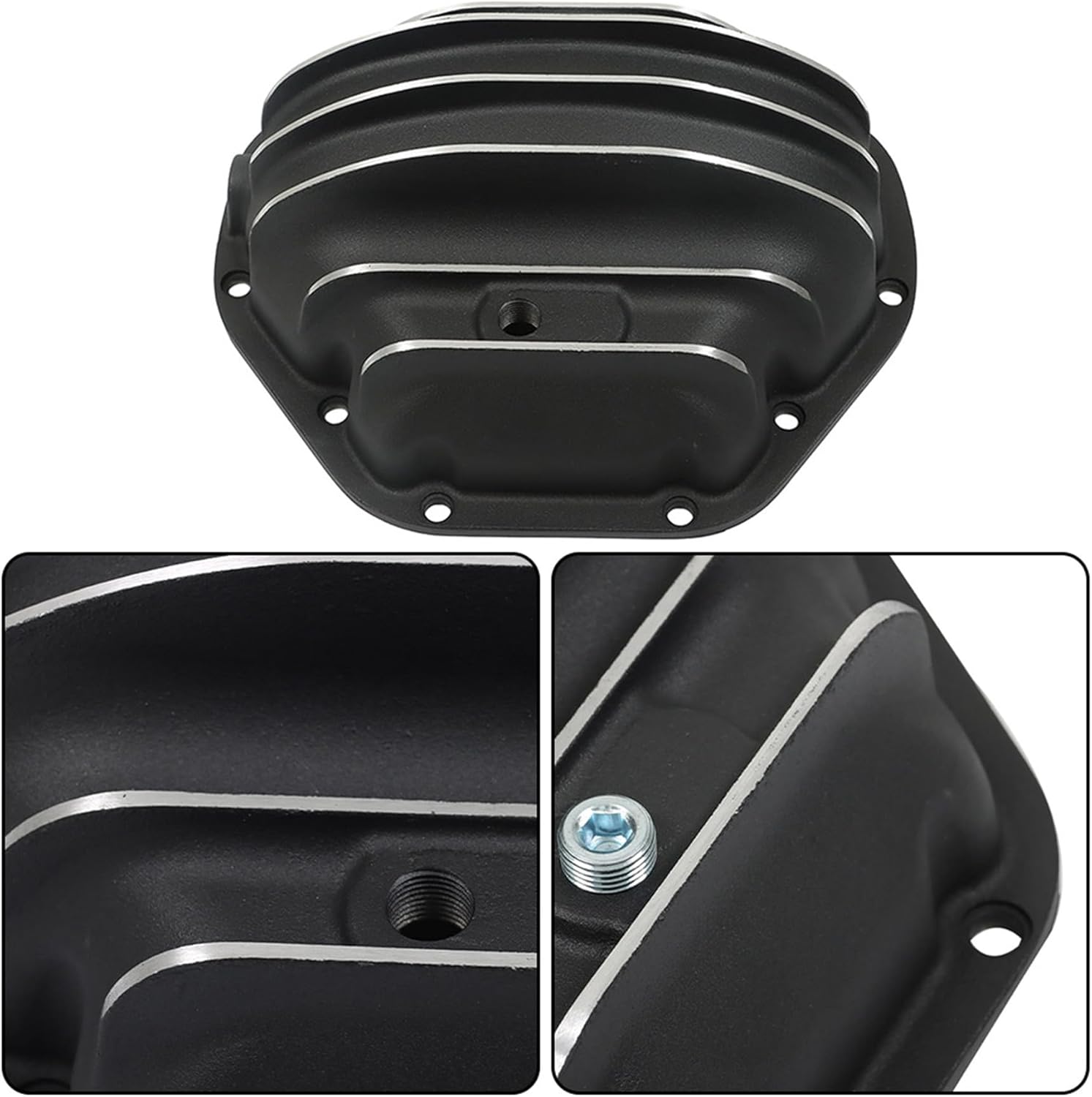 WFLNHB Black Rear Differential Cover 10 Bolt Replacement for Ford F350 F450 GMC C3500HD Ram 2500 2500 3500 1991-2018
