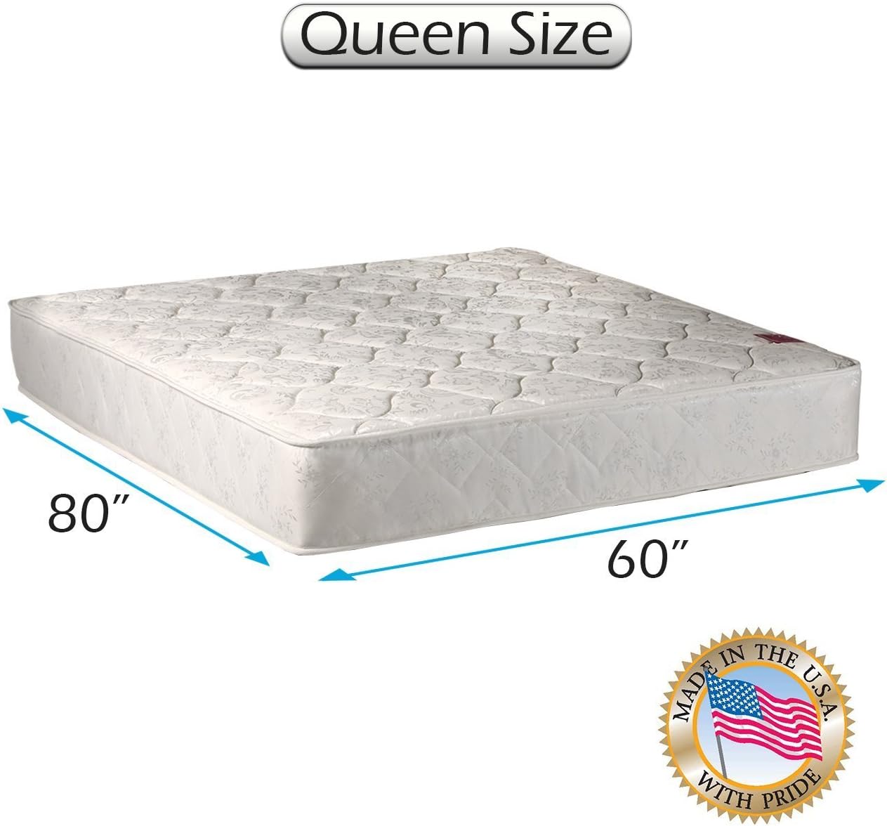 Dream Solutions USA Legacy Double-Sided Queen Size Mattress Only with Mattress Cover Protector Included - Orthopedic, Innerspring coils, Fully Assembled, Long Lasting Comfort