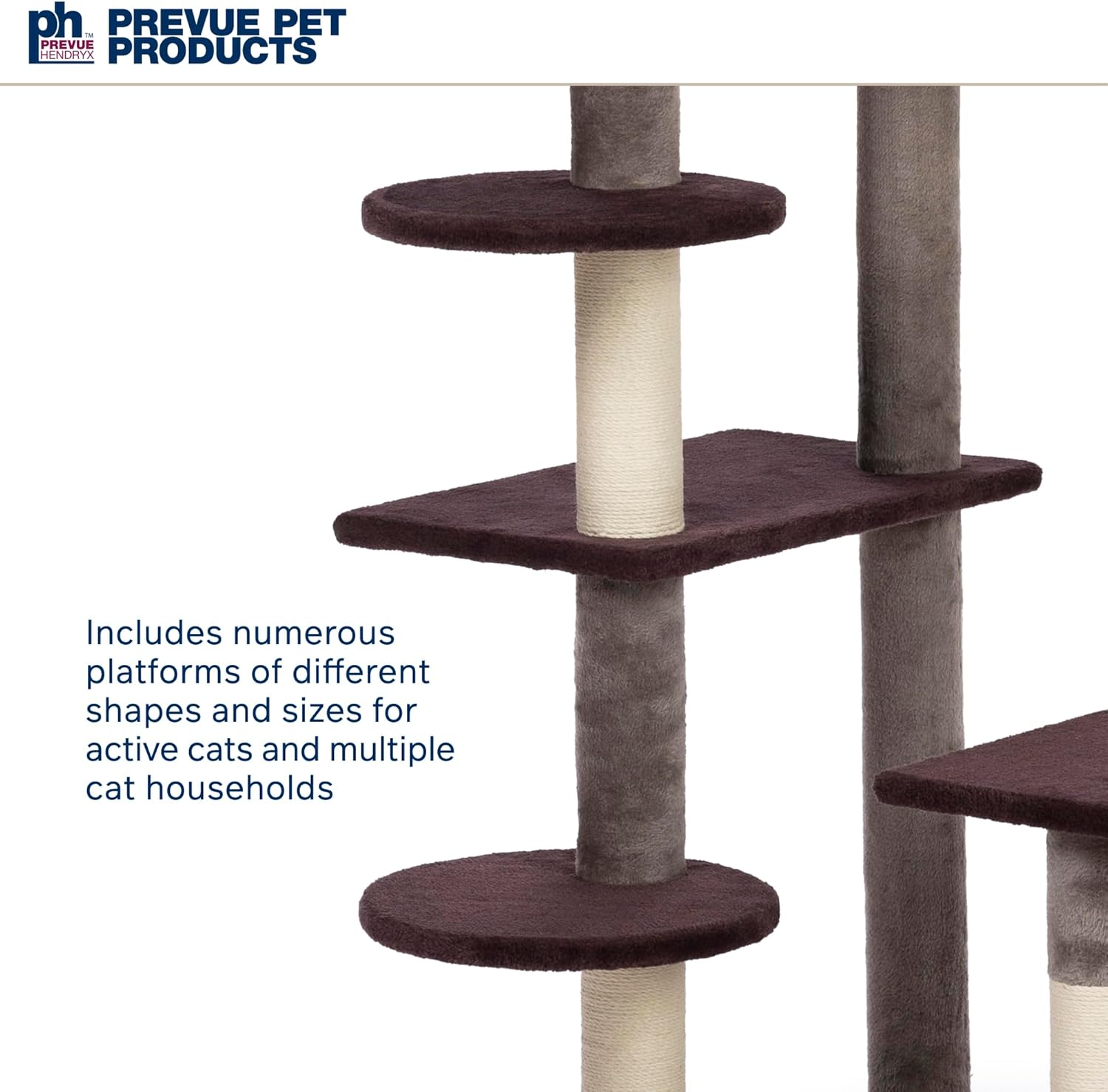 Prevue Pet Products Cat Tree Extra Tall 60in Multilevel Durable Cat Scratching Post & Jumping Platform Space Saving Cat Condo Pet Play House and Hideaway for Indoor Cats, Purple