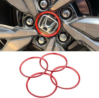 Sdeho Red Wheel Center Caps Trim for Honda Civic Hatchback Sedan 2016-2020, Center Caps Tims for Honda Accord Accessories, Center Caps Decoration Hubs Rings 4pcs (Aluminum Alloy Red) (Red)
