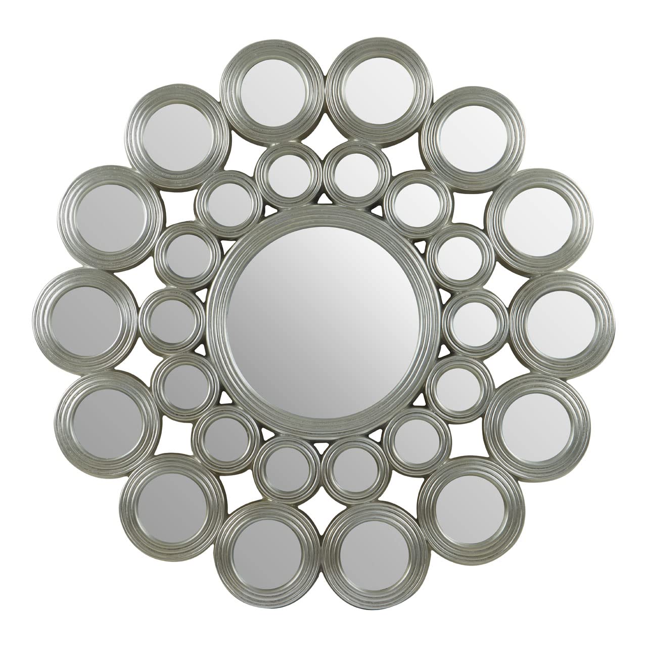 Premier Housewares Maris Wall Mirror - Silver Metal - Contemporary Round Frames