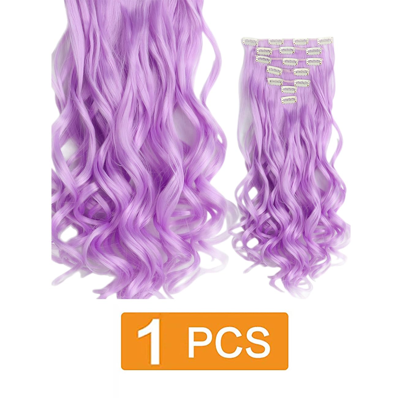 prinfantasy Hair Extensions Clip in Long Natural Curly Purple Hair Extension Full Head Thick Clip in Hair Synthetic Hair Pieces for Women MW099 - Image 2