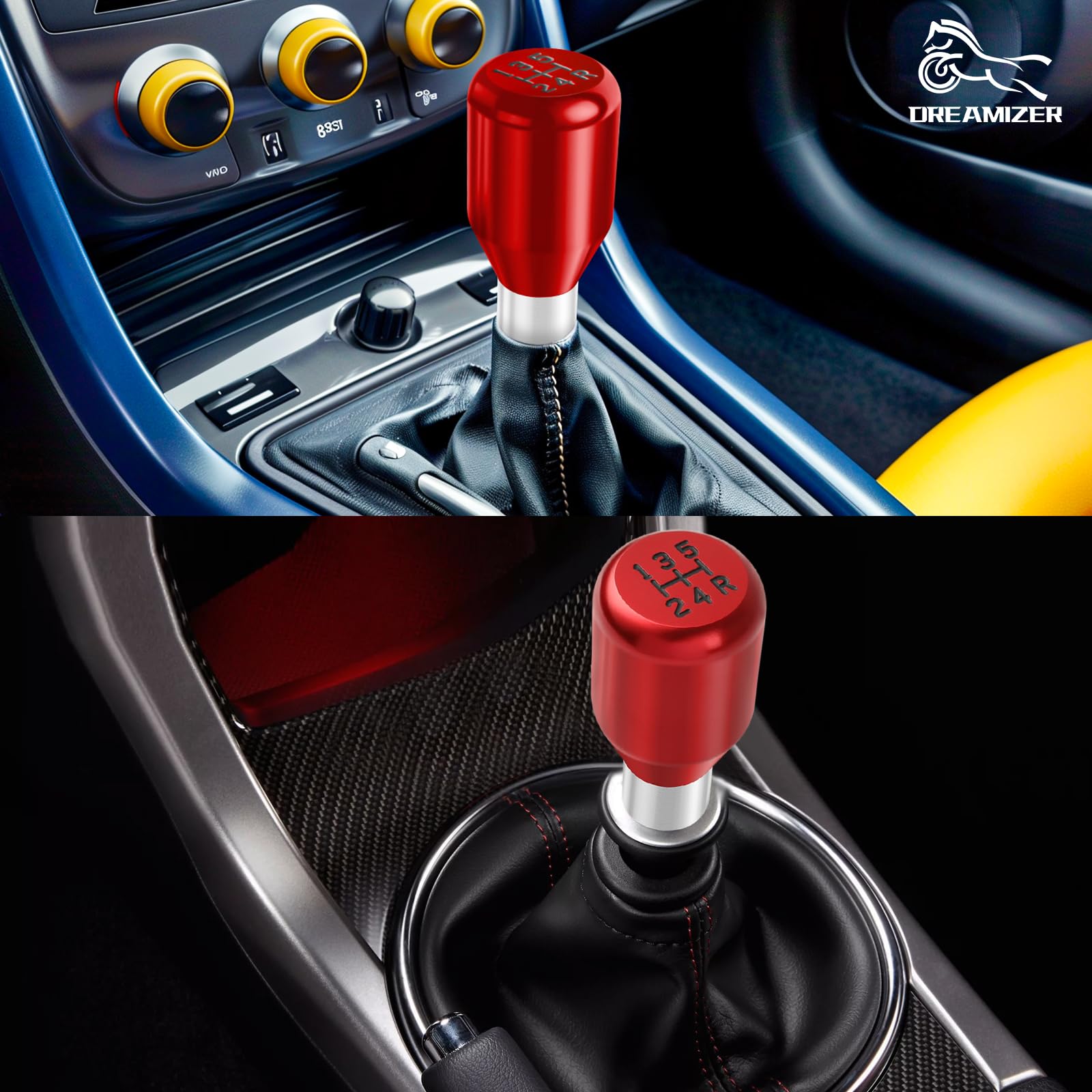 Pomello Cambio Auto In Alluminio Con 4 Adattatori - Manopola Cambio Manuale 5 Marce, Design Ergonomico Antiscivolo - Foto 7