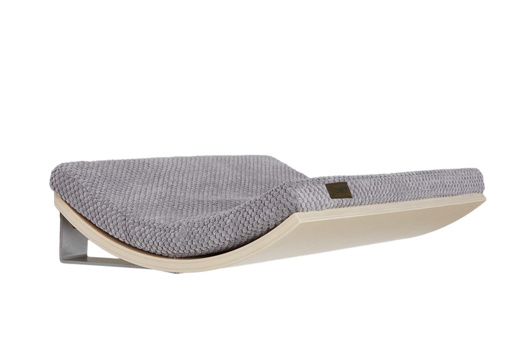 Chill gato Camilla - Soft gris cojín - Madera de arce - Ventana gato Camilla - pared montado en Gato Bandeja - mascotas