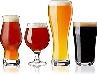 True Beer Tasting Glasses Set of 4 - IPA, Tulip, Wheat & Imperial Pint for Craft Beers, Stouts, Porters - Ideal Gift for Beer Lovers