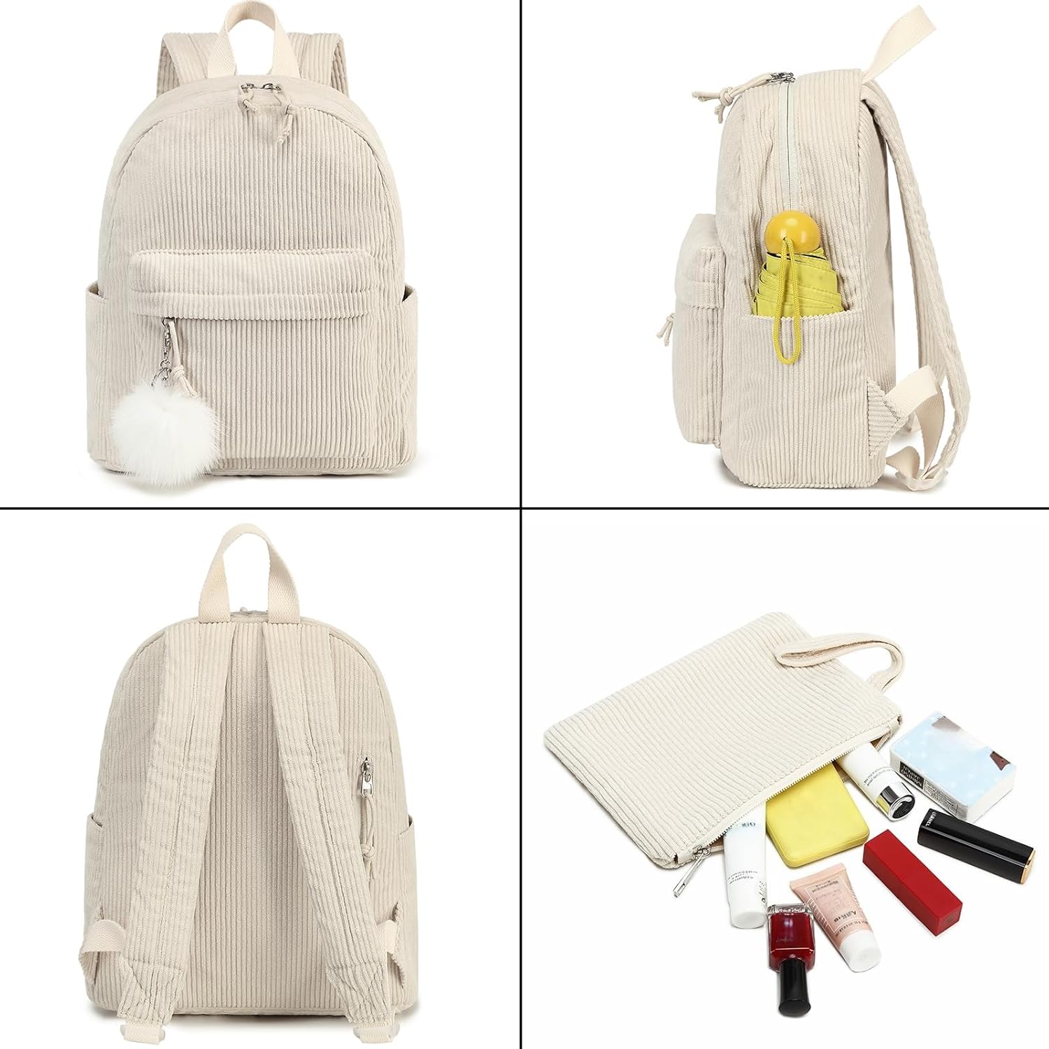 LEDAOU Mini Backpack Set Fashion Bookbags with Purse Wallet Cute Backpack Set for Women Teens School Travel Bag (2pcs+wallet, Beige) - Image 4