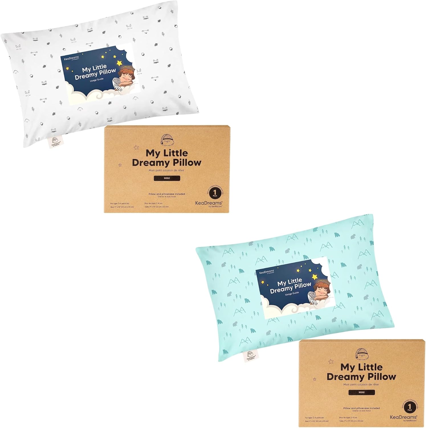 KeaBabies Mini Toddler Pillow with Pillowcase 9x13 My