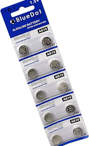 Miniatura 2 de BlueDot Trading AG10 LR1130 LR54 - Batería alcalina de celda de moneda de 1,5 V (50 unidades) Baterías de botón de larga duración para reloj,
