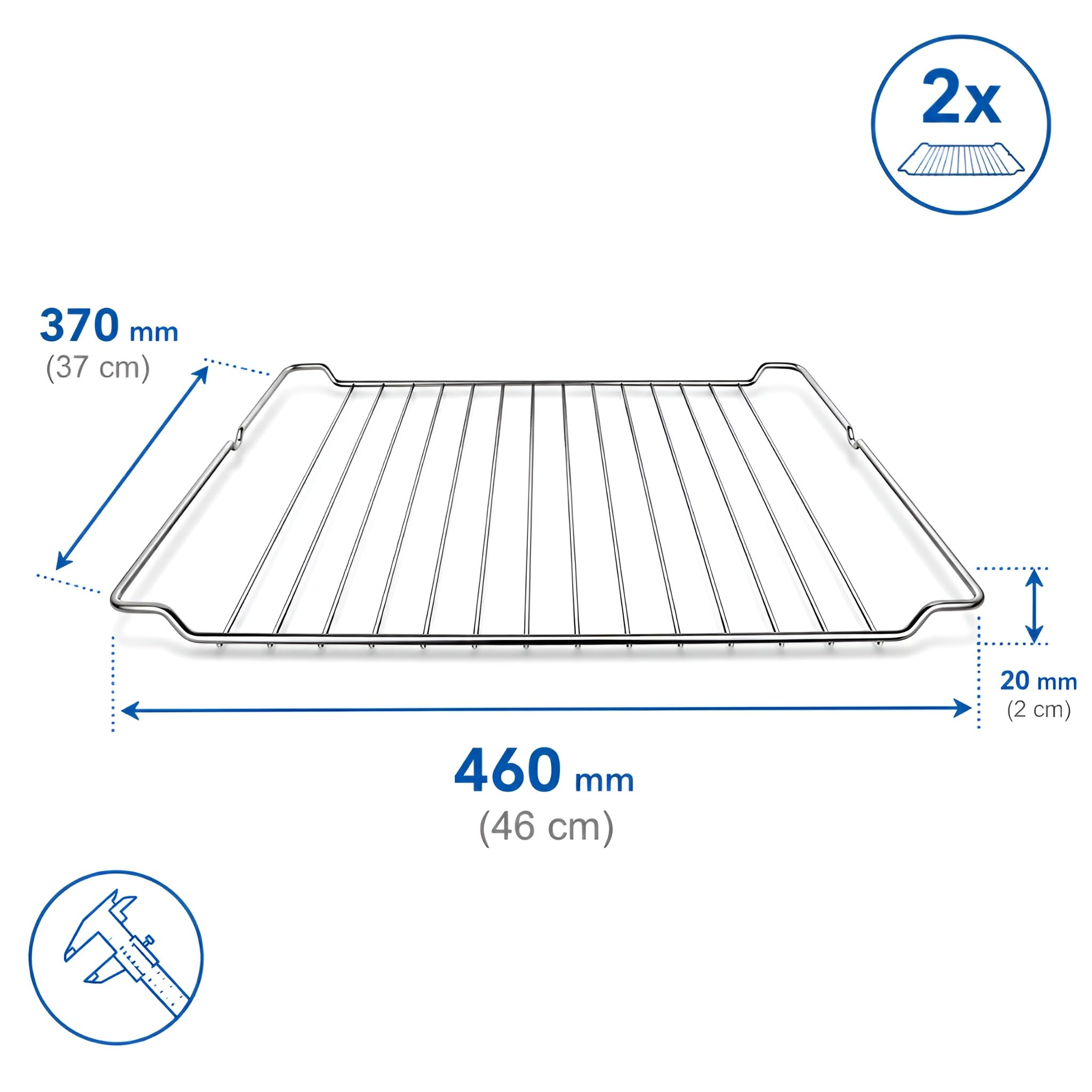 MIRTUX 2 x Rejillas - Parrillas Compatibles con horno Teka Medida 46 cm (Largo) x 37 cm (Ancho). Modelo original: 83115093-83115008 - 83115003