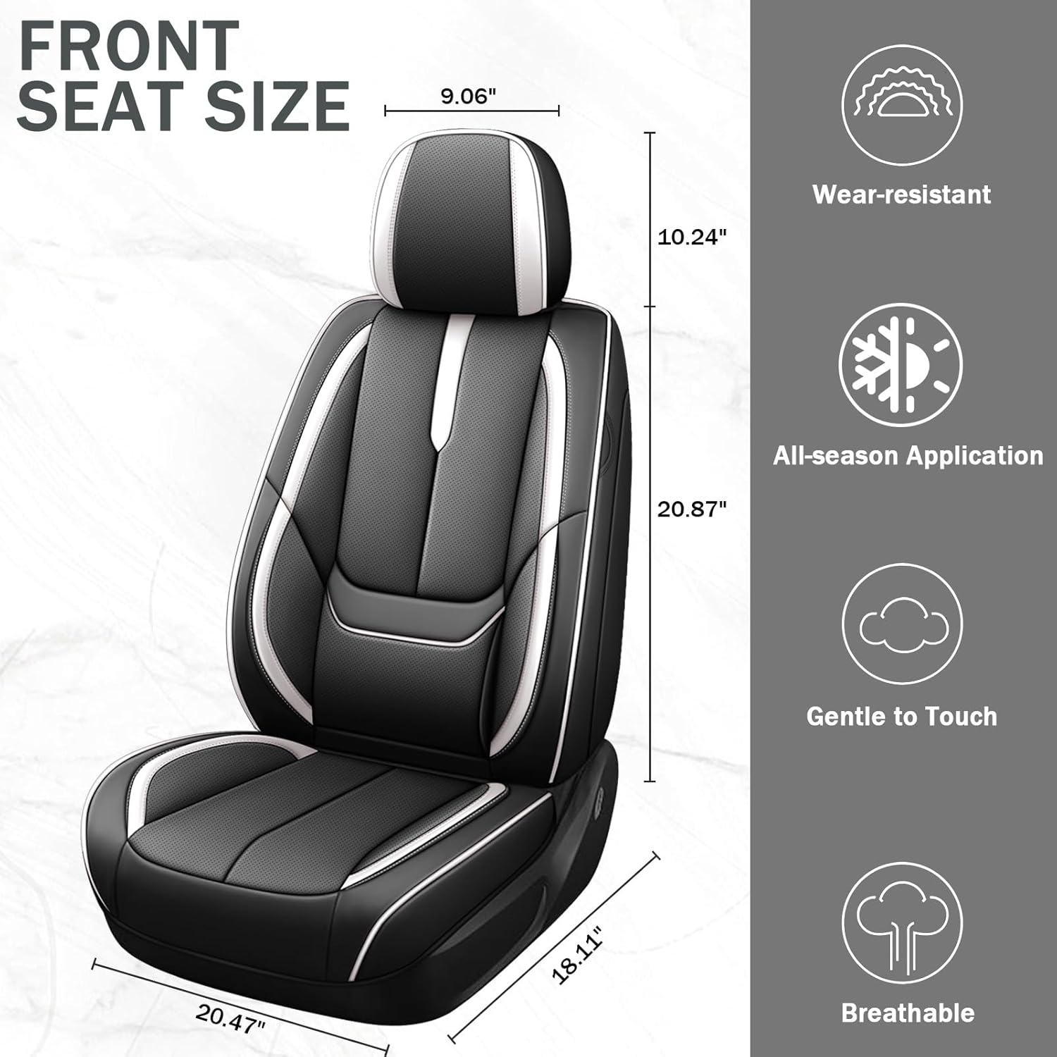 Car Seat Cover for Chevy Cobalt 2005-2010,Premium Faux Leather Seat Cover | Breathable Waterproof Sports Drive in Style,Easy to Install Seat Covers (Full Set/Black - White)