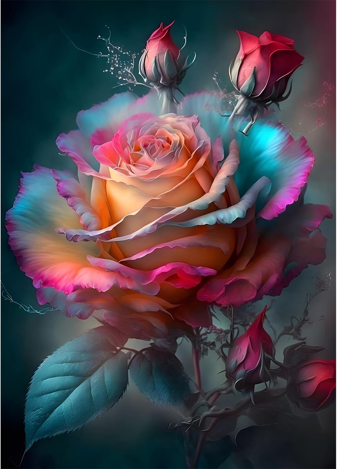 EOBROMDFlowers Diamond Painting, 5D Diamond Painting Kits for Adults Kids, Roses Full Round Drill Diamond Art Kits, Diamond Painting Art Crystal Rhinestone Art Craft for Home Wall Decor Gifts 30x40cm