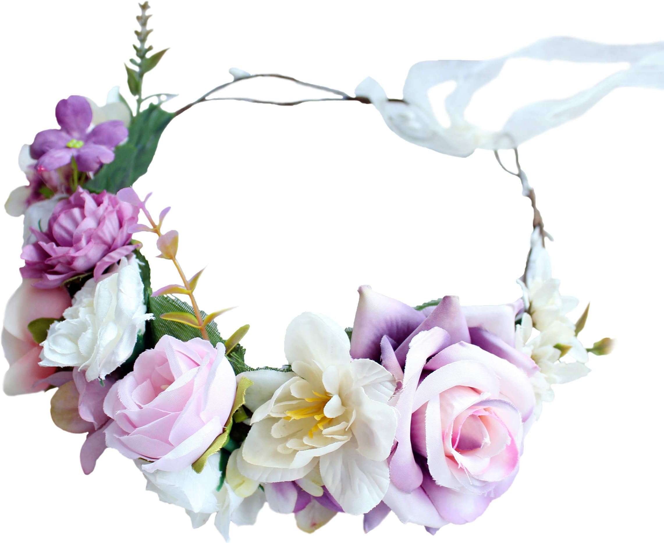 Rose Flower Crown Garland Headband Floral Halo Headpiece Boho Pink