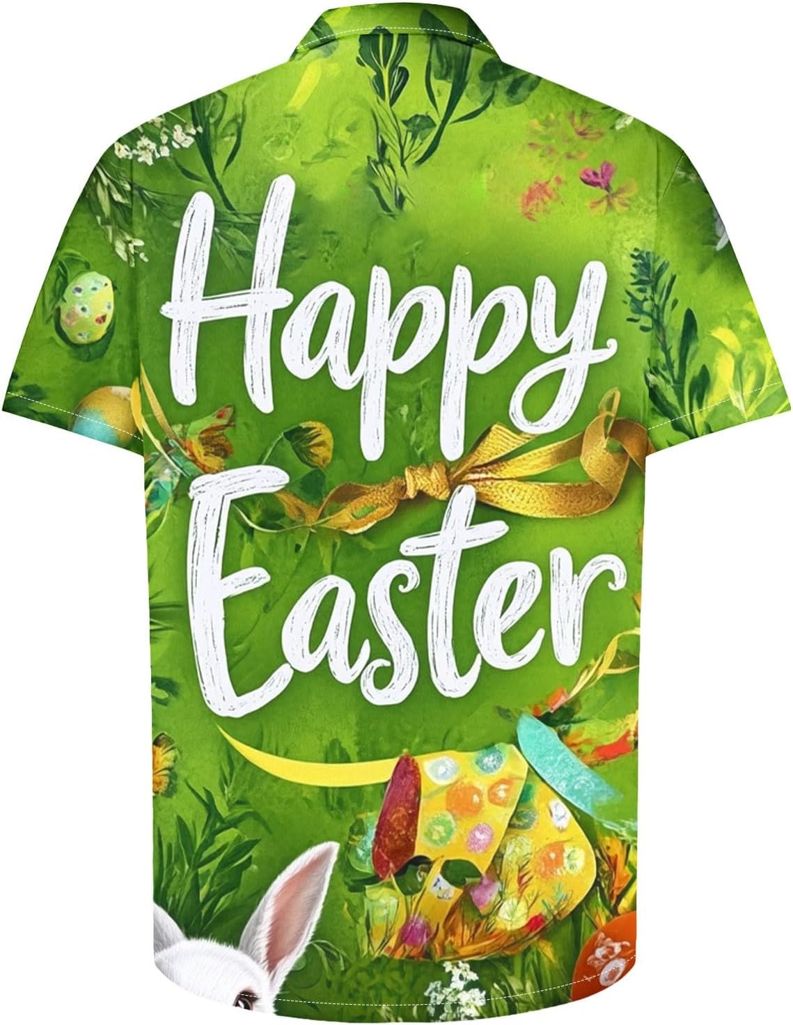 Men's Easter Button Down Shirt Funny Easter Eggs Print Short Sleeve Hawaiian Bowling Shirts Mens Easter Day T Shirts - Image 3