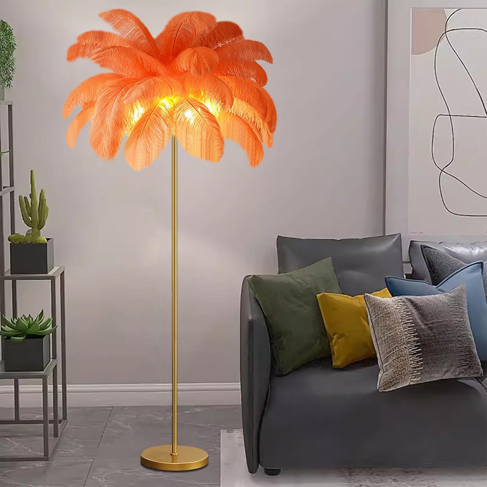 Lampadaire en plumes d'autruche anti-éblouissement, lampe sur pied d'ambiance tamisée