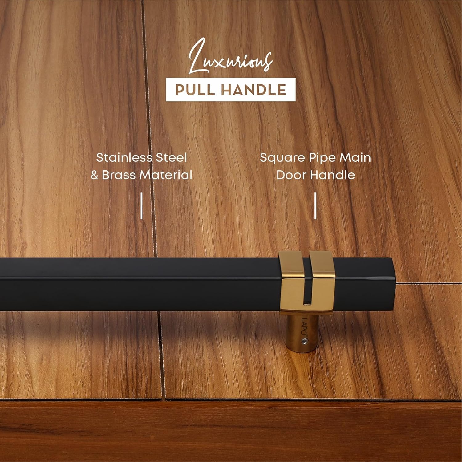 LAPO Stainless Steel Door Handle - Black-Gold Finish -6