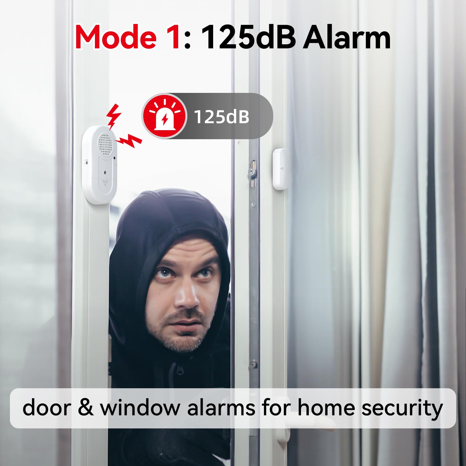 Sanjie Alarmas de puerta cuando se abre, sensores de alarma de puerta y ventana para seguridad de niños, seguridad del hogar, piscina, garaje, demencia, seguridad de viaje, fácil de instalar, control