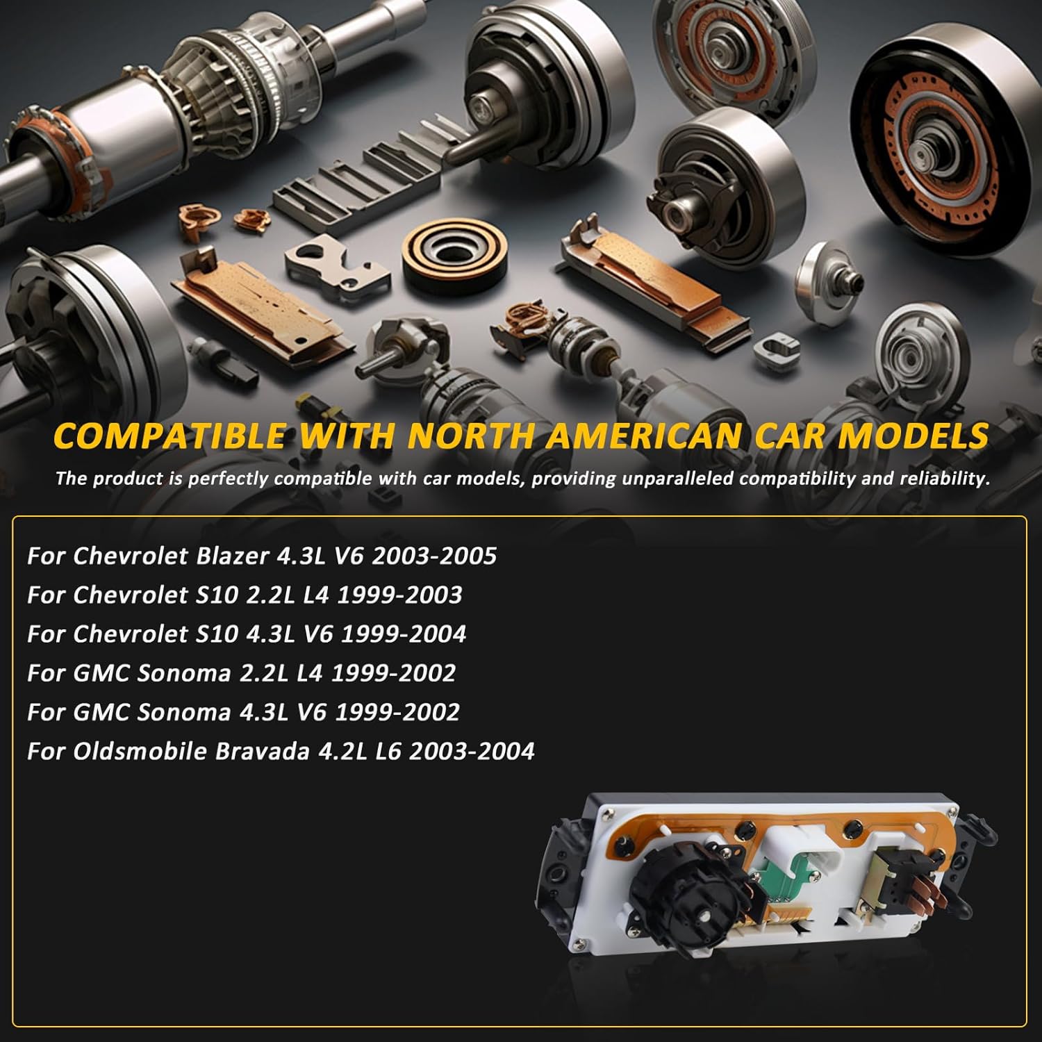 1623939-A HVAC Climate Control Module and A/C Heater Control Panel Switch Panel for 1999 2000 2001 2002 2003 2004 2005 Chevy Blazer GMC Jimmy Sonoma S10 Replace# 16250545 09351325