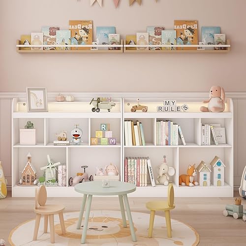 Miniatura 5 de Lkeiyay Estantería para niños, estantería blanca para dormitorio de niños, cubo de almacenamiento de juguetes, estante de juguetes para niños,