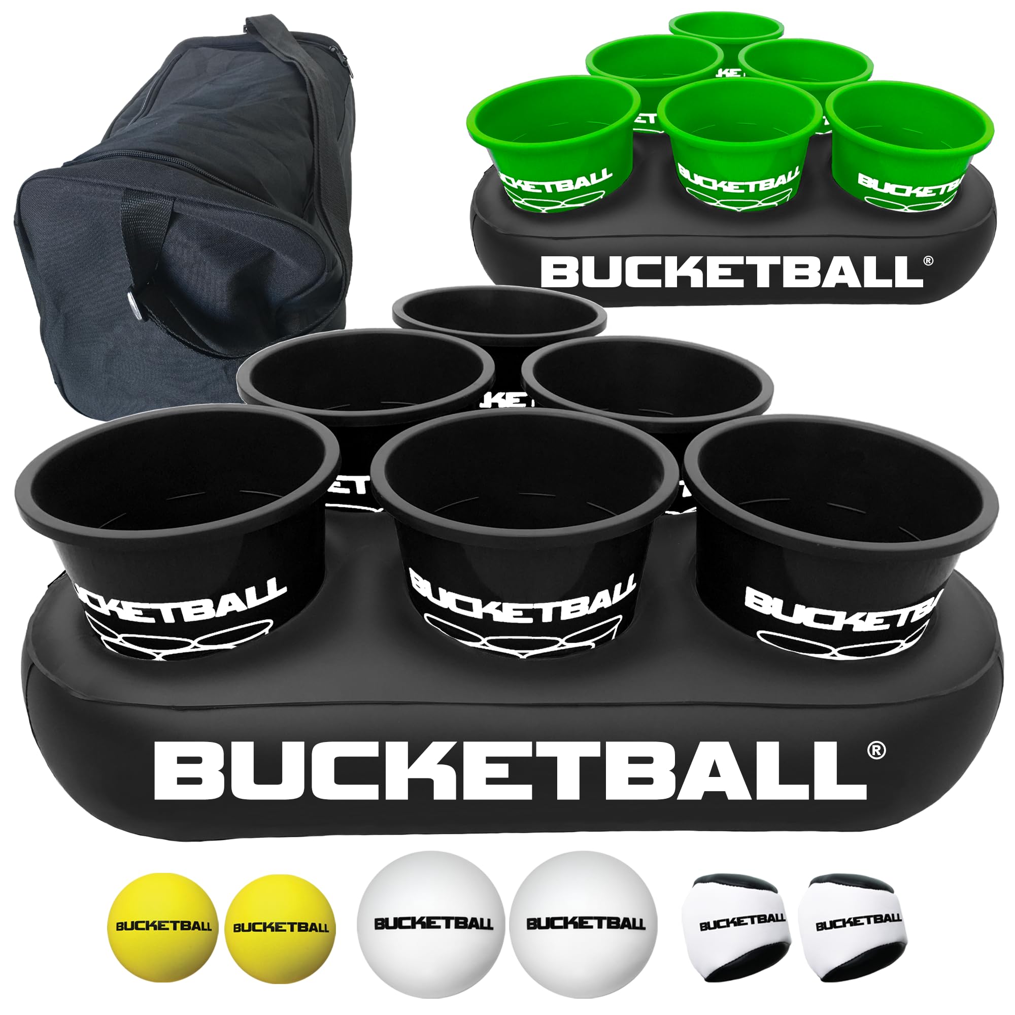 BucketBall | Team Color Edition | 12 opzioni di colore | L'originale gioco Giant Pong | Ideale per campeggio, spiaggia, cortile, prato, all'aperto, famiglia, adulti, portellone posteriore, eventi e