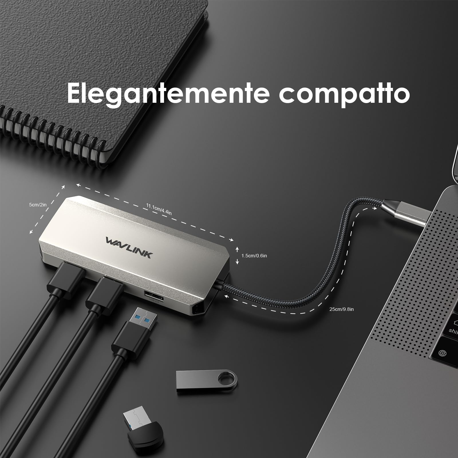 WAVLINK Docking Station, tripla docking station 4K con doppio HDMI, DP, 100W PD IN, 3 USB-A2.0 per dispositivi wireless, compatibile con Dell/HP/Lenovo ecc, solo computer con sistema operativo Windows