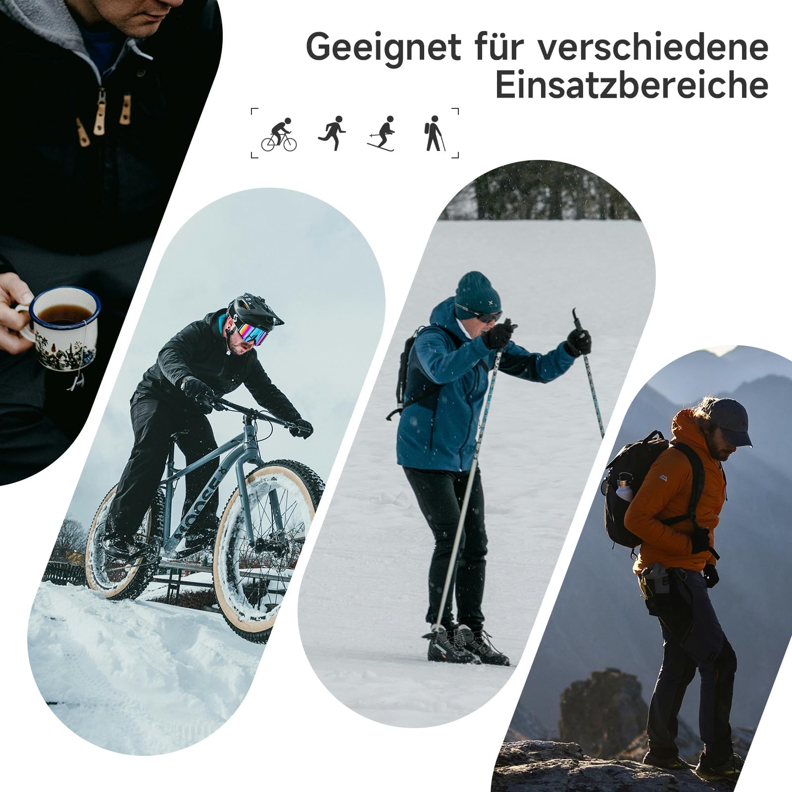 Santic Herren Fahrradhose Lang Radlerhose Atmungsaktiv Thermo Fleece MTB Hosen Winter Verdickte Laufhose Sporthose für Outdoor Radfahren