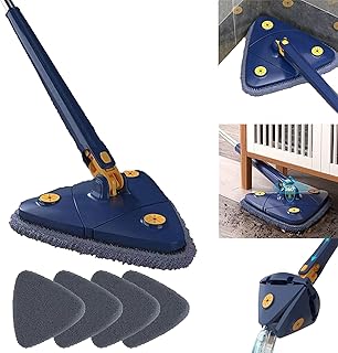 Fleximop - Flexi Mop,360 Degree Rotatable Cleaning Mop Adjustable Triangle Flat Floor Mop,Fleximop Imitation Hand Twist Quick Dry Mop with Automatic Water Squeezing Function,Wet and Dry (Blue)