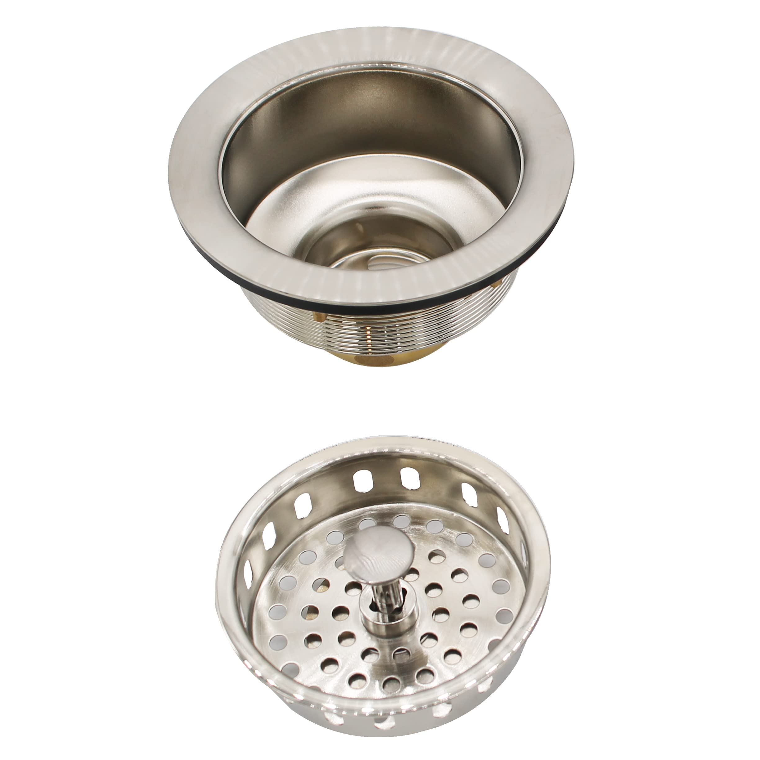 Westbrass CO2185-20 Combo Pack 3-1/2 "Post Style Large Kitchen Sink Basket Filtro e scarico rifiuti Flangia con Stopper, Acciaio Inox