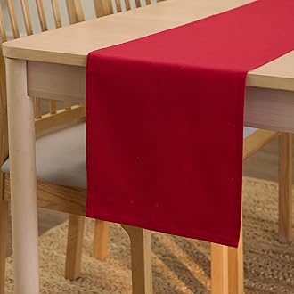 Encasa XO Table Runner 13"x72" Long | Cotton Canvas Fabric | Deep Red Solid Color | Machine Washable & Durable
