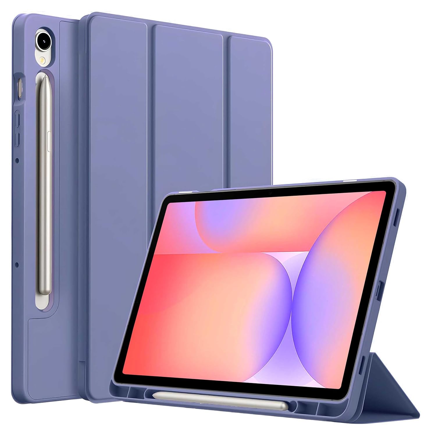 ProElite Cover for Samsung Galaxy Tab S10 Lite 10.9″/ Tab S9 FE 10.9 inch/Tab S10 FE/Tab S9 11″ Cover, Soft Flexible Flip Case Cover with S Pen Holder, Auto Sleep Wake, [Recoil Series] – Lavender