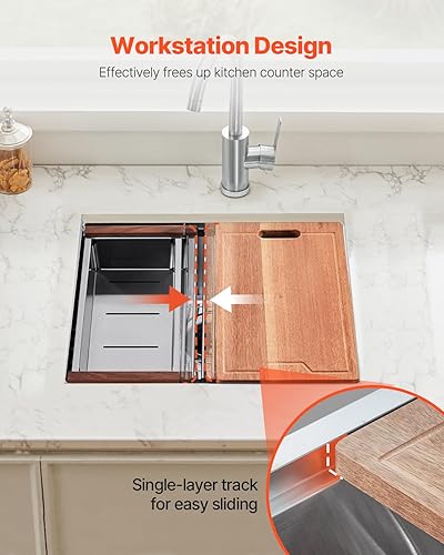 Miniatura 4 de VEVOR Fregadero de cocina, fregadero de acero inoxidable 304, lavabo doble con reborde y accesorios, fregaderos de lavavajillas para el hogar para