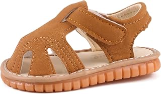 QIETION Toddler Boys & Girls Squeaky Sandals Closed-Toe Anti-Slip Rubber Sole First Walkers Shoes