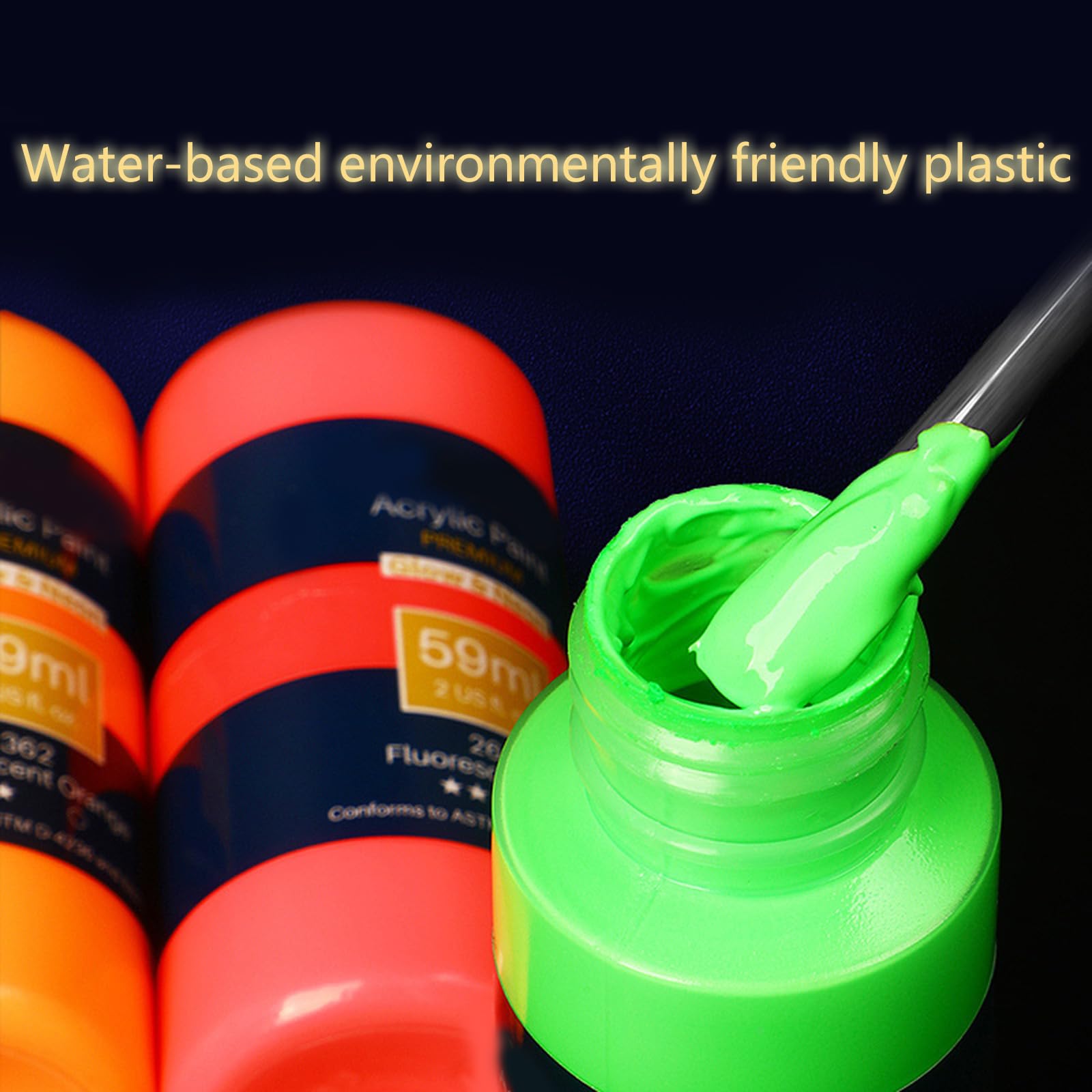 Pintura acrílica de color fluorescente, pigmentos ricos en agua para dibujar sobre madera, tela, lienzo, pintura acrílica