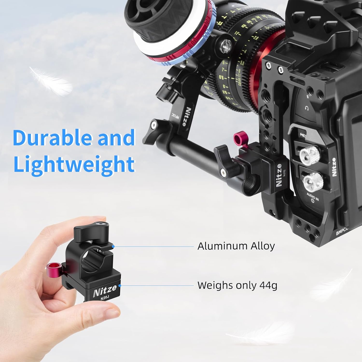 Nitze Quick Release NATO Clamp, with 15mm Rod Clamp, for DSLR/Mirrorless Camera Rig, Monitor Rig, Follow Focus - N20J