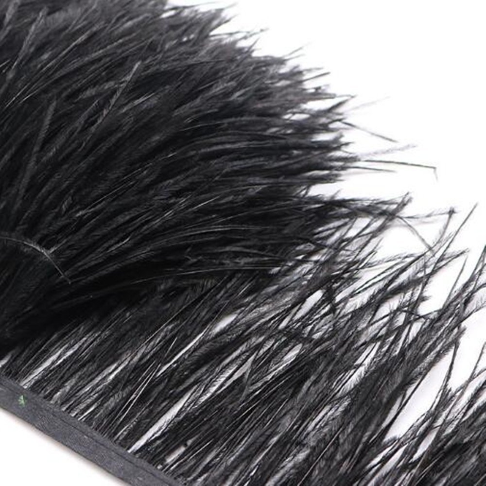FQTANJU 2 Yards Soft & Natural Ostrich Feathers Fringe Trims Ribbon Used for Dress Sewing, Craft Clothing - Image 2