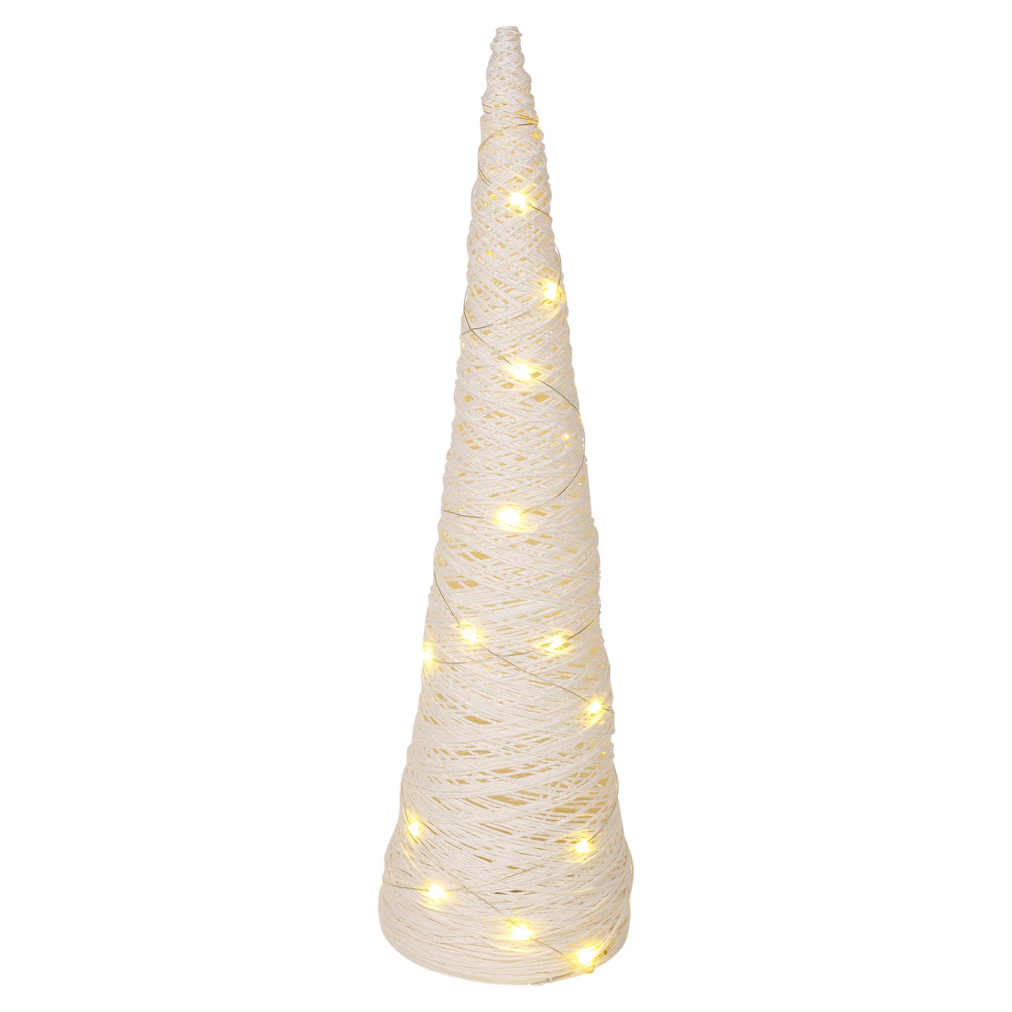 Urbnliving White With Glitter Led Light Up Christmas Tree Cones, Pyramid Shaped Xmas Cone Trees With Fairy Lights, Window Display Home Decor (, 80Cm)