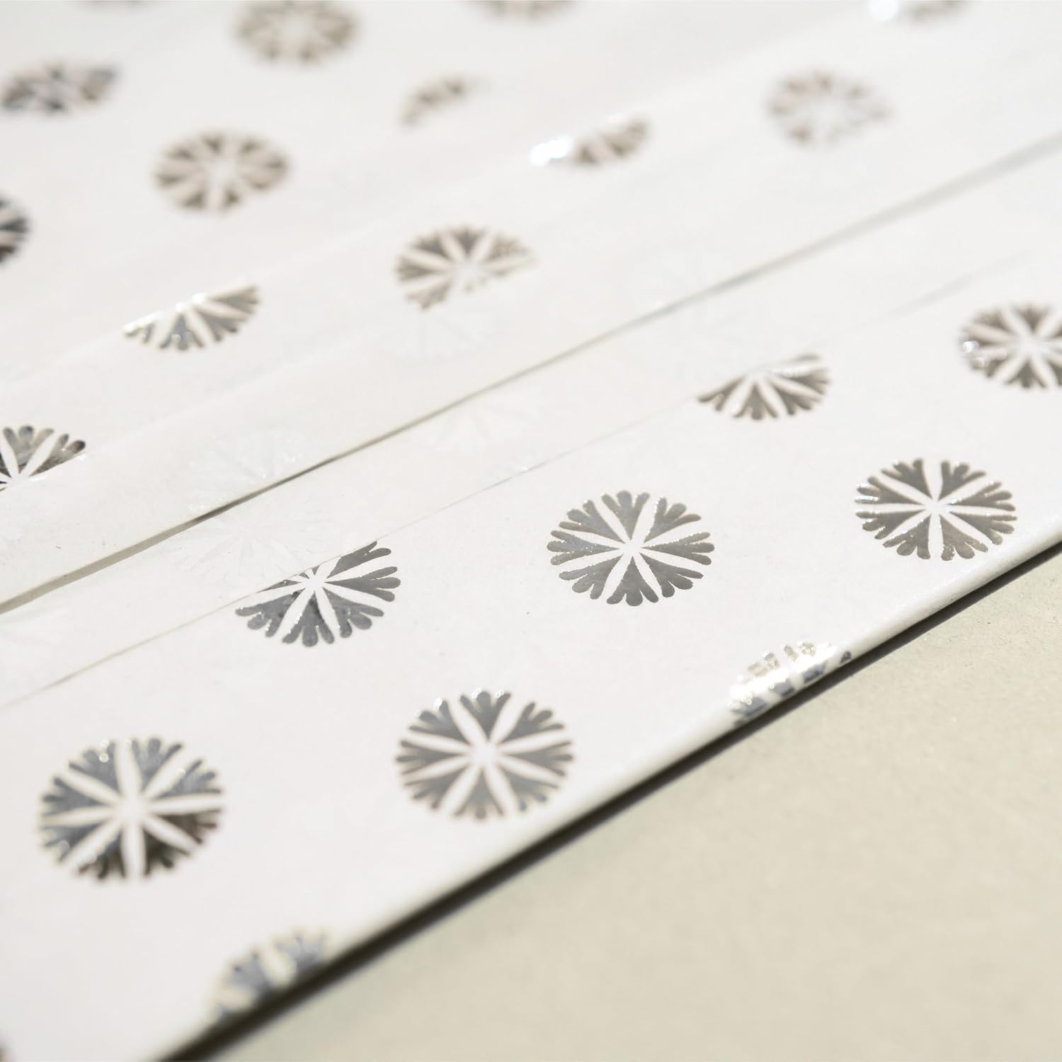 Pack of 10 Flowers Polka Luxury Silver Metallic Plastic-Free 18gsm Tissue Paper Sheets 50x70cm
