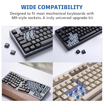 55 Pcs Blue 3 Pin Clicky Tactile Mechanical Keyboard Switches, MX Compatible DIY Replacement Kit with Switch Puller, for Beginners Keyboard Users