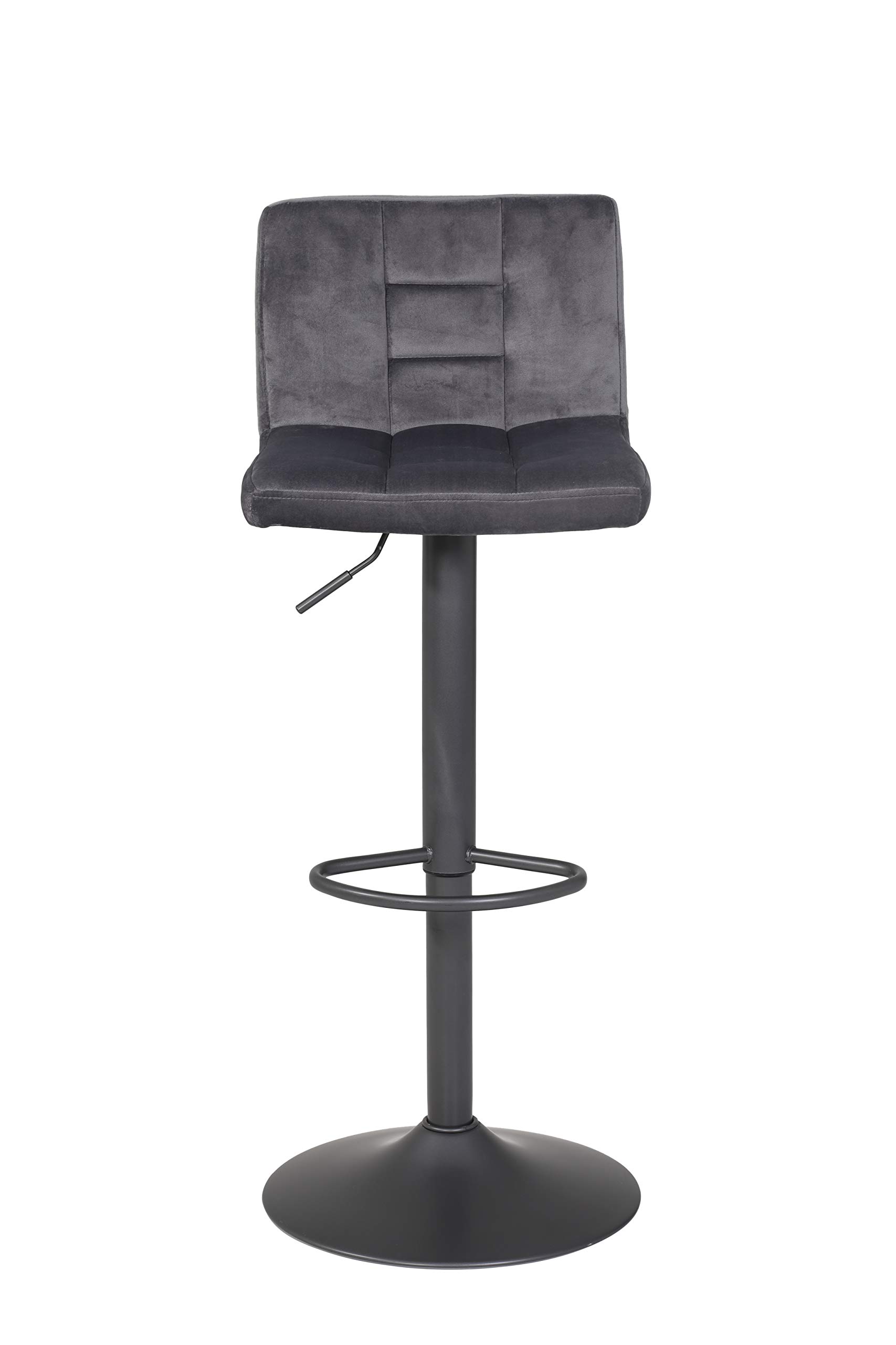 Hela Tische Amanda Set di 2 sgabelli da bar, con rivestimento effetto velluto di colore grigio e struttura di colore grigio, girevoli a 360°, dotati di base a tromba e funzione di sollevamento