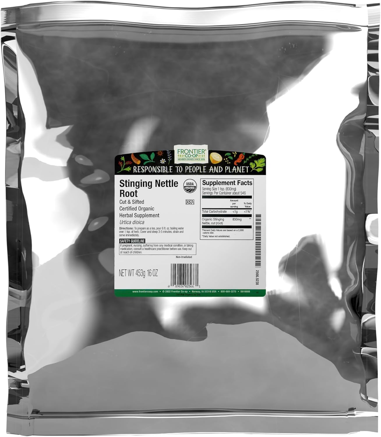Frontier Co-op Organic Stinging Nettle Root, Cut and Sifted - Kosher | 16 Ounce (Pack of 1)