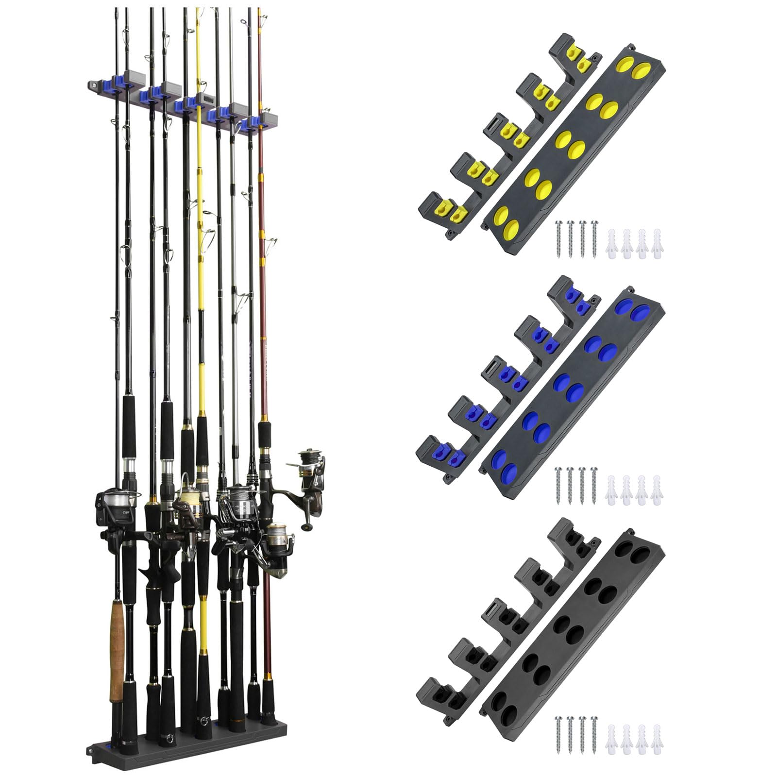 Supporto verticale per canna da pesca a parete Rack per 10 canne da pesca Supporto per canna da pesca Garage Rack verticale per canna da pesca