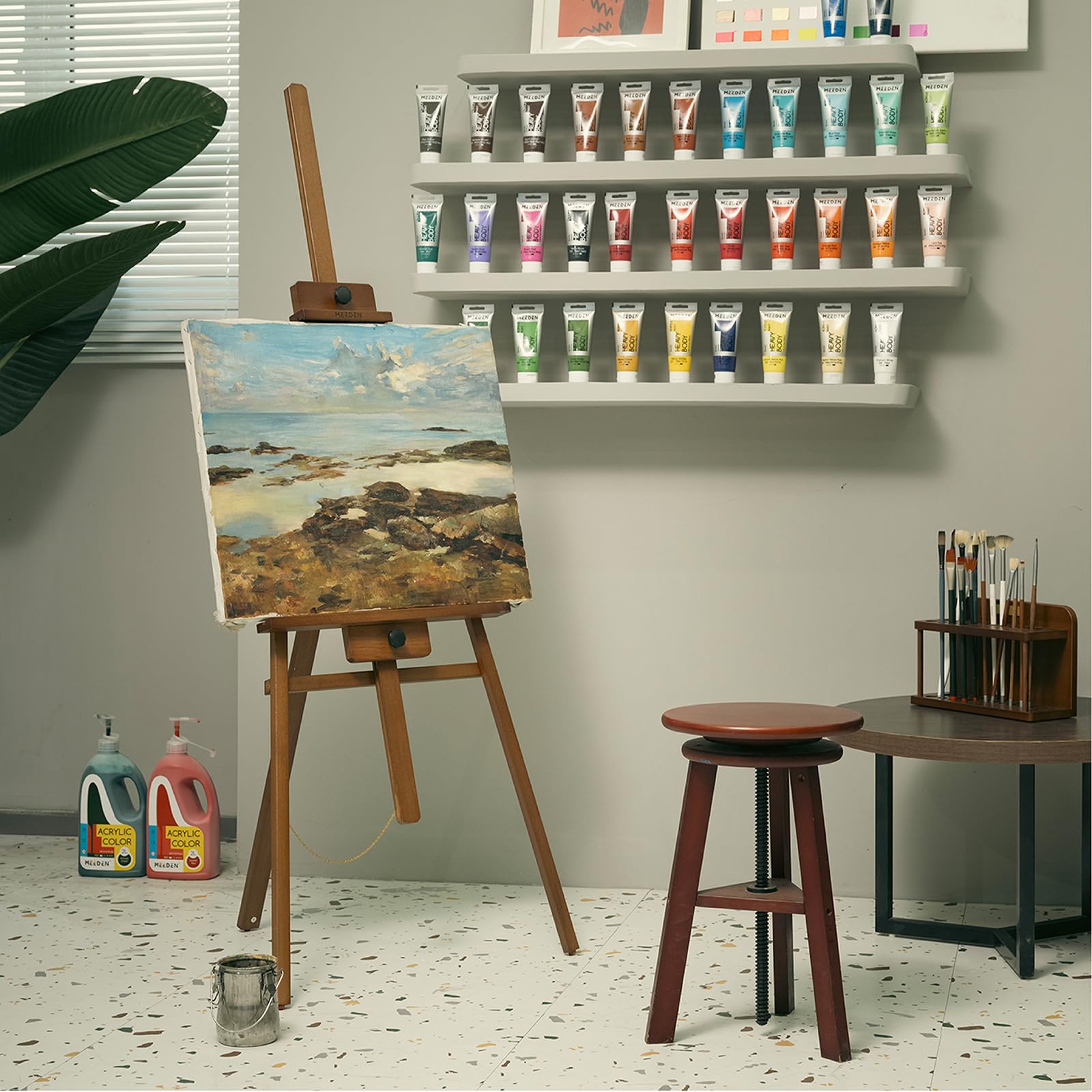 MEEDEN Chevalet de peinture: chevalet en bois de hêtre massif pour peinture